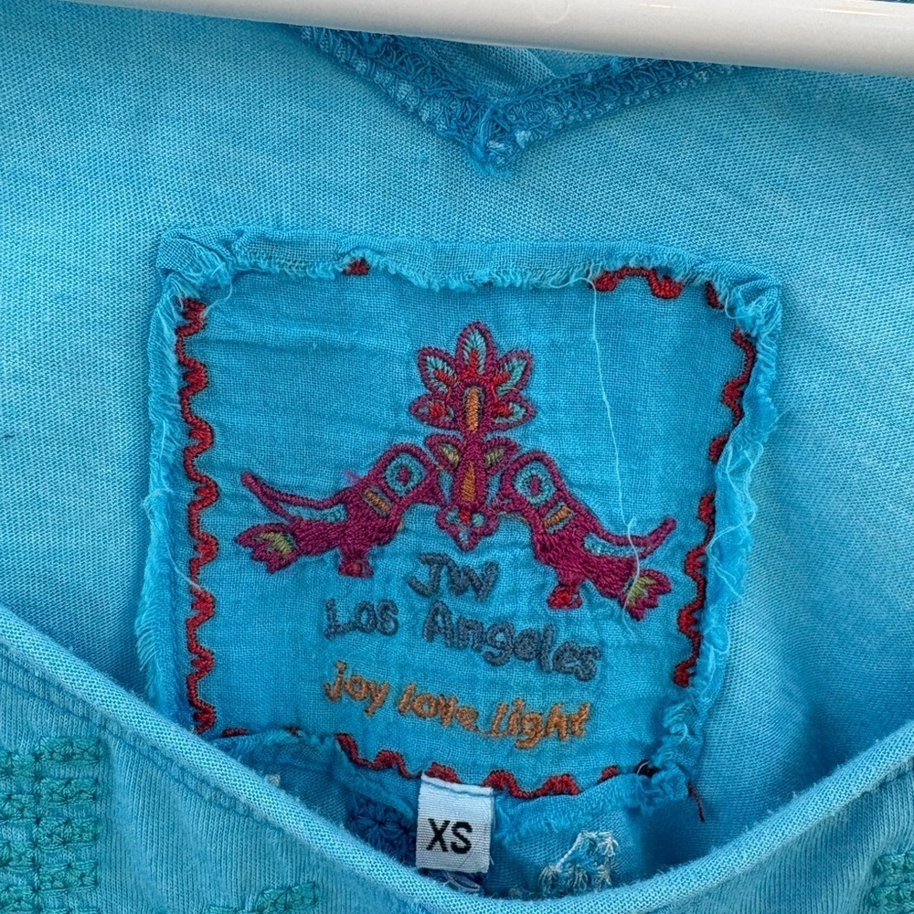 Johnny Was Blue Embroidered Blouse - Picture 4 of 4